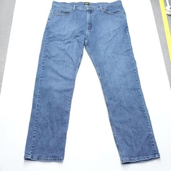 Lee Jeans Men 40 x 32 Blue Denim Stretch Mid Rise Medium Wash Regular Fit Cotton - Picture 1 of 9